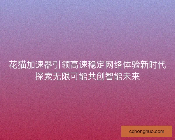 花猫加速器引领高速稳定网络体验新时代探索无限可能共创智能未来